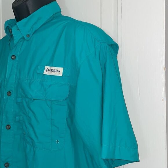 Magellan “Laguna Madre” green nylon fish gear short sleeved shirt - Picture 3 of 10